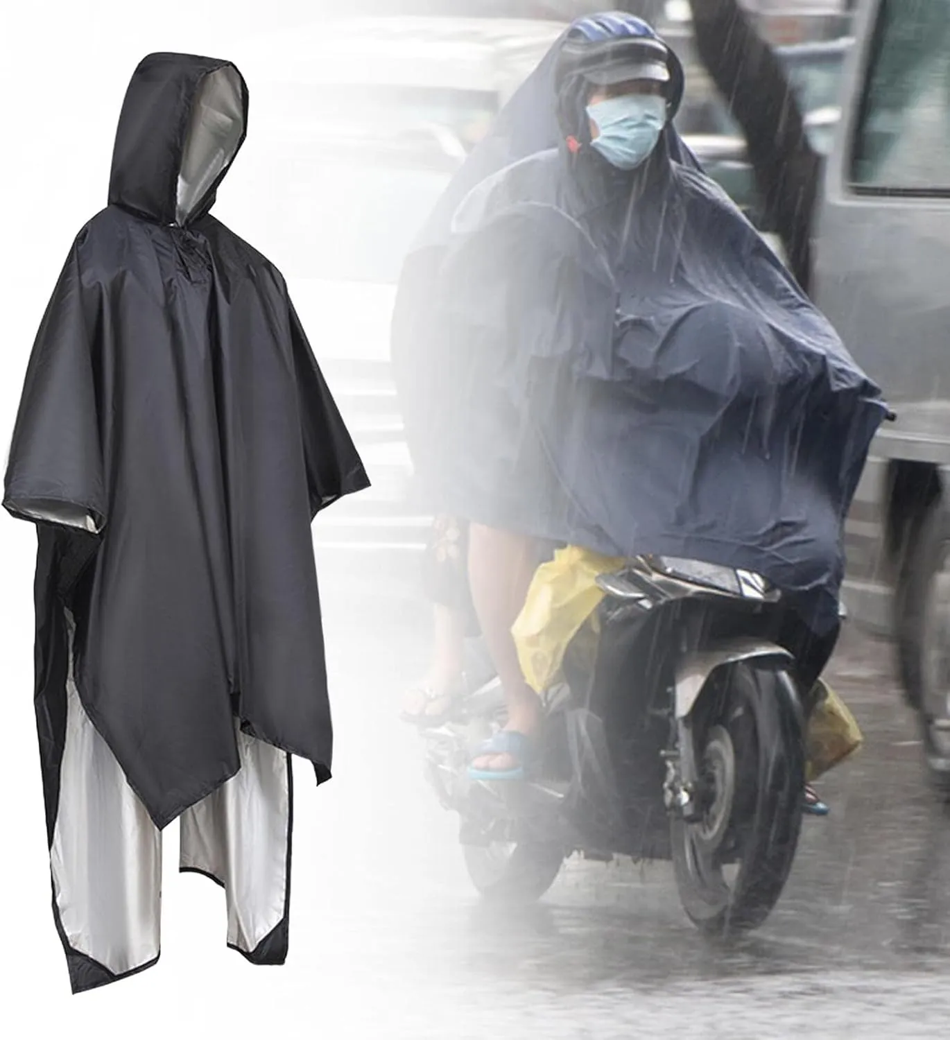Rain Poncho for Outdoor Use, Reusable Jacket and Shelter