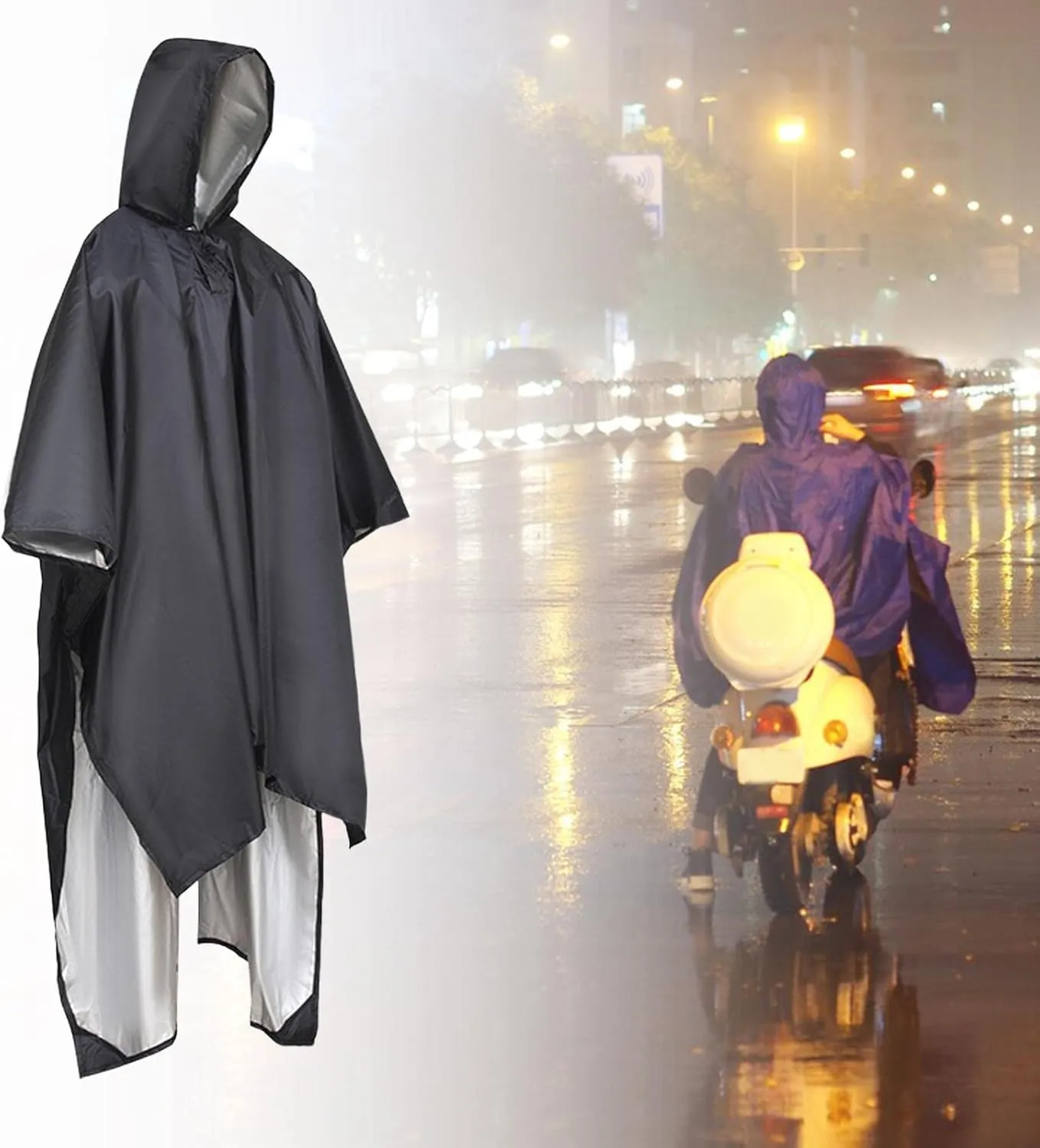 Rain Poncho for Outdoor Use, Reusable Jacket and Shelter