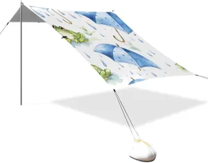 Rainy Frogs Beach Tent Sun Shelter Set, UPF50  UV Protection 10.5 x 9.19 FT Camping Shade Canopy with Sandbags, Sand Anchors, Carrying Bag, and Others