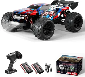 RC Truck, 1/16 Scales 36km/h High-Speed Remote Control Car, 4WD Off Road RTR 2.4GHz Remote Control Rock Crawler Car with 390 Brush Motor Lights Gift for Adults or Kids