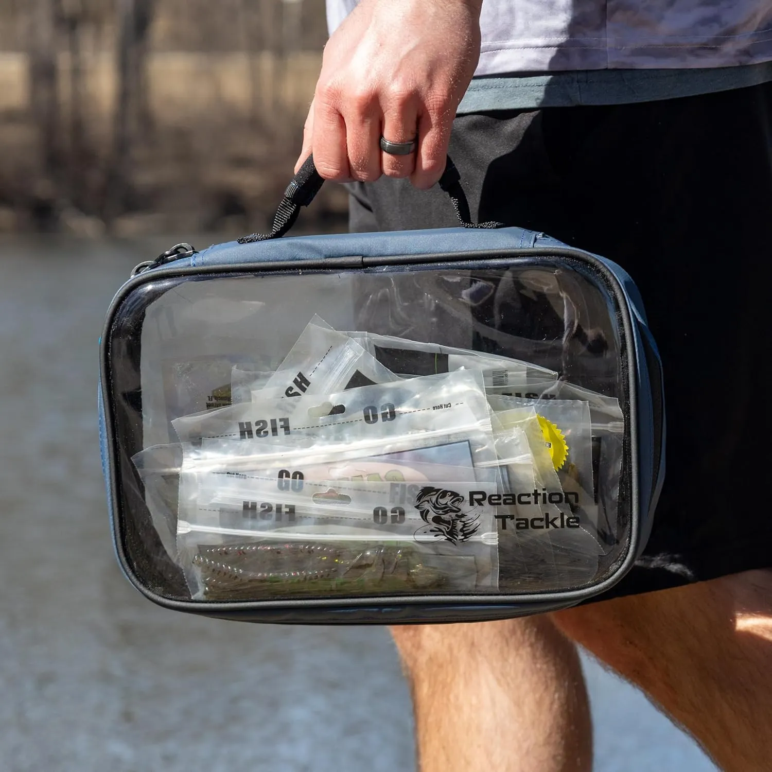 Reaction Tackle Deluxe Bait Binder – Water-Resistant Soft Plastic Bait Storage Bag, Saltwater & Freshwater Fishing Tackle Organizer, Lure Bag for Bass, Kayak, and Boat Fishing