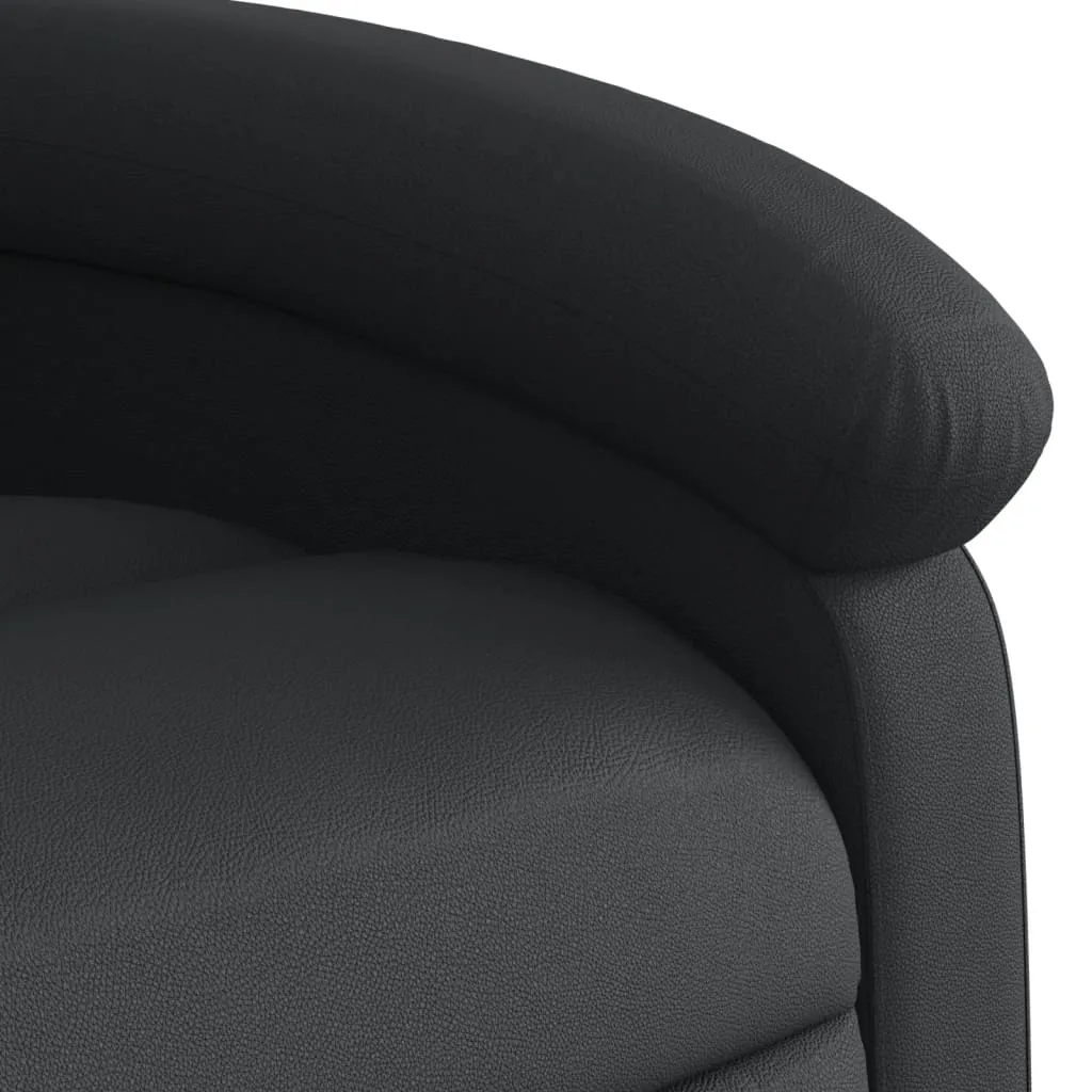 Recliner Chair Black Real Leather