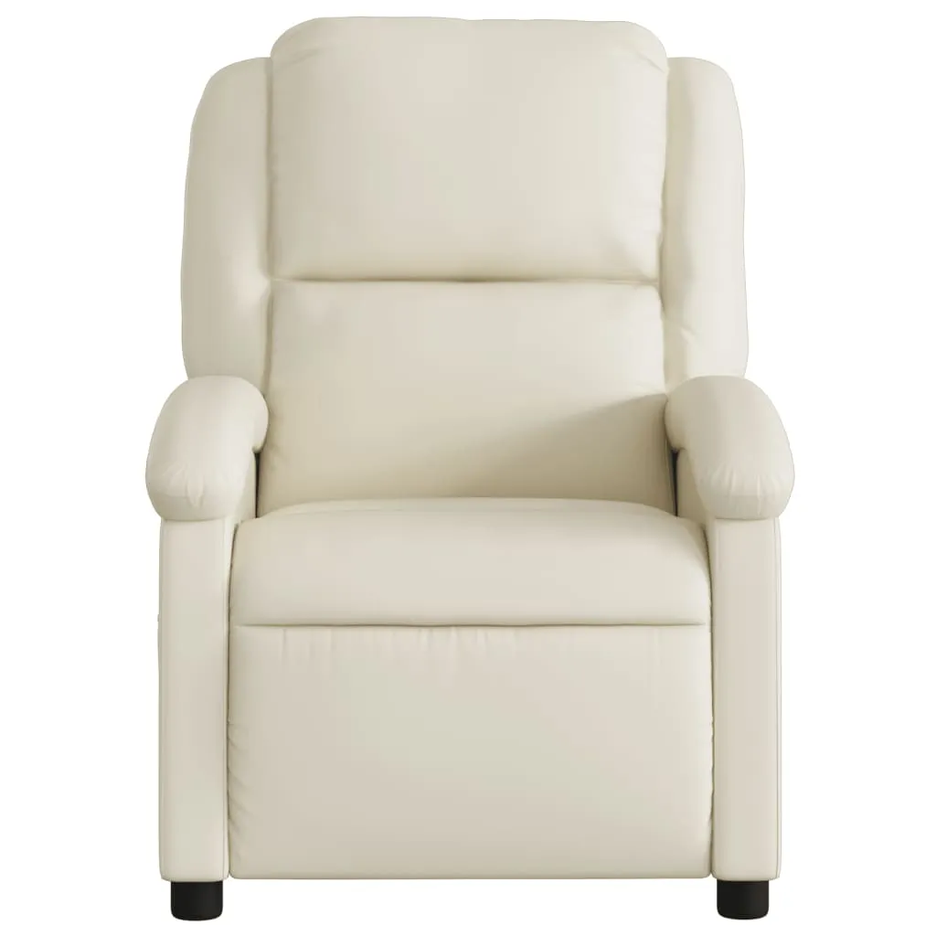 Recliner Chair Cream Faux Leather