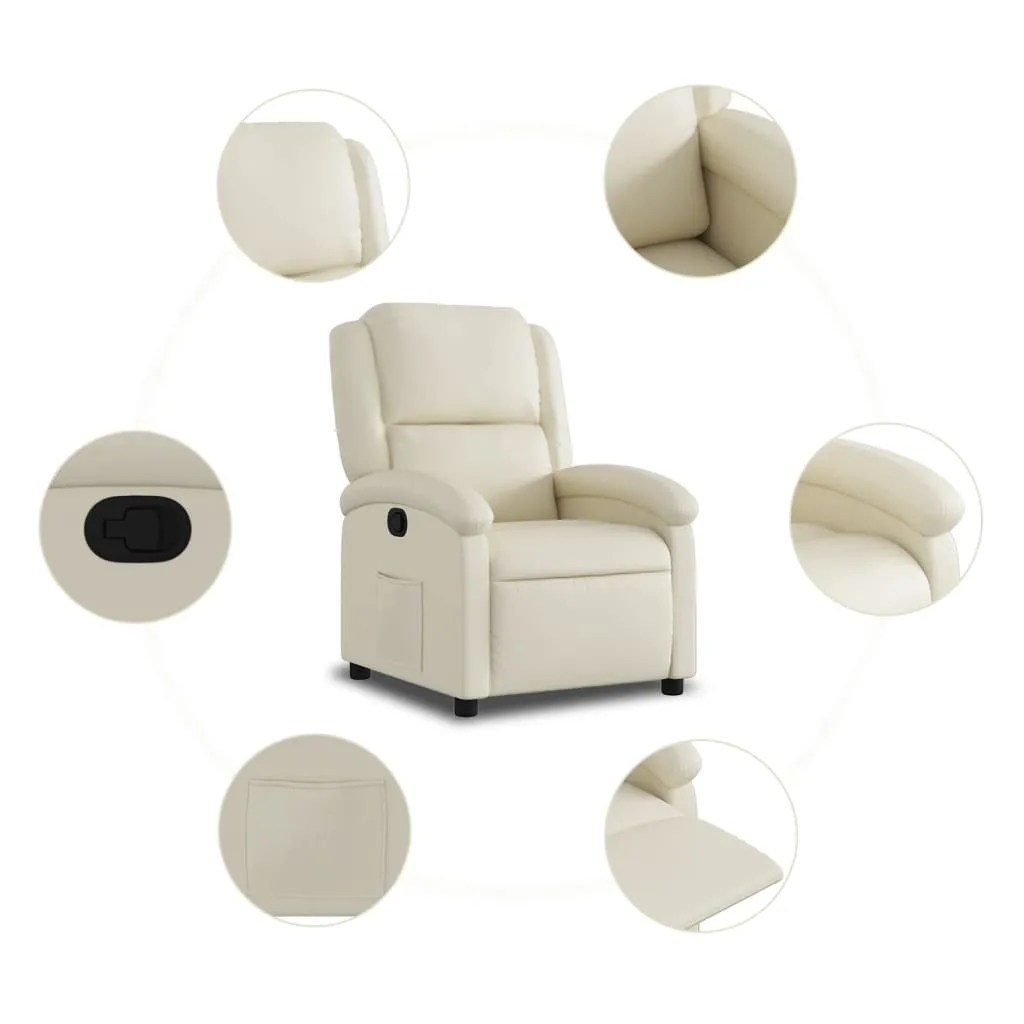 Recliner Chair Cream Faux Leather
