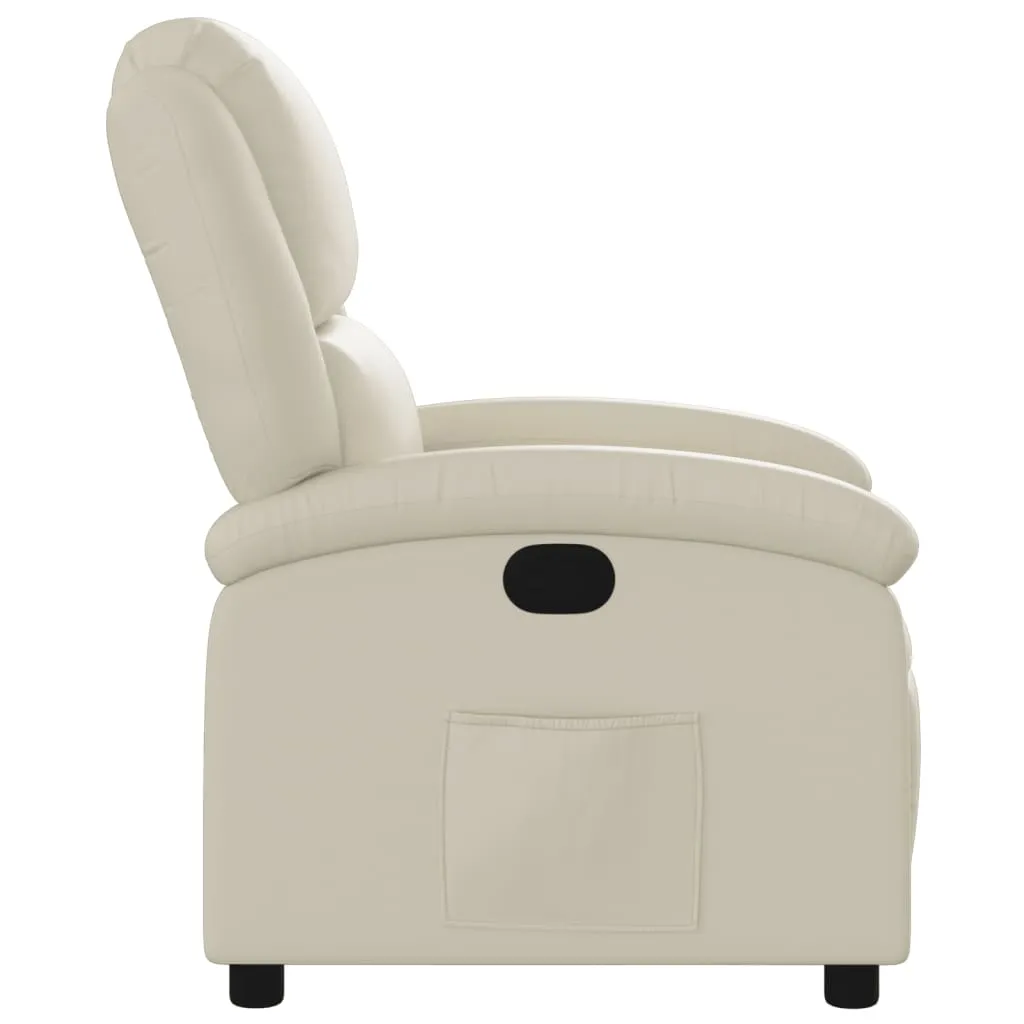 Recliner Chair Cream Faux Leather