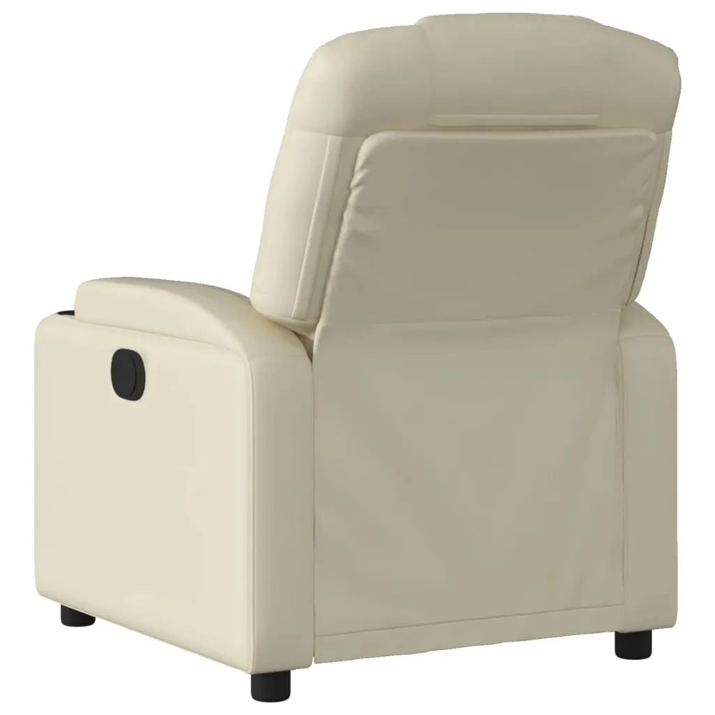 Recliner Chair Cream Faux Leather