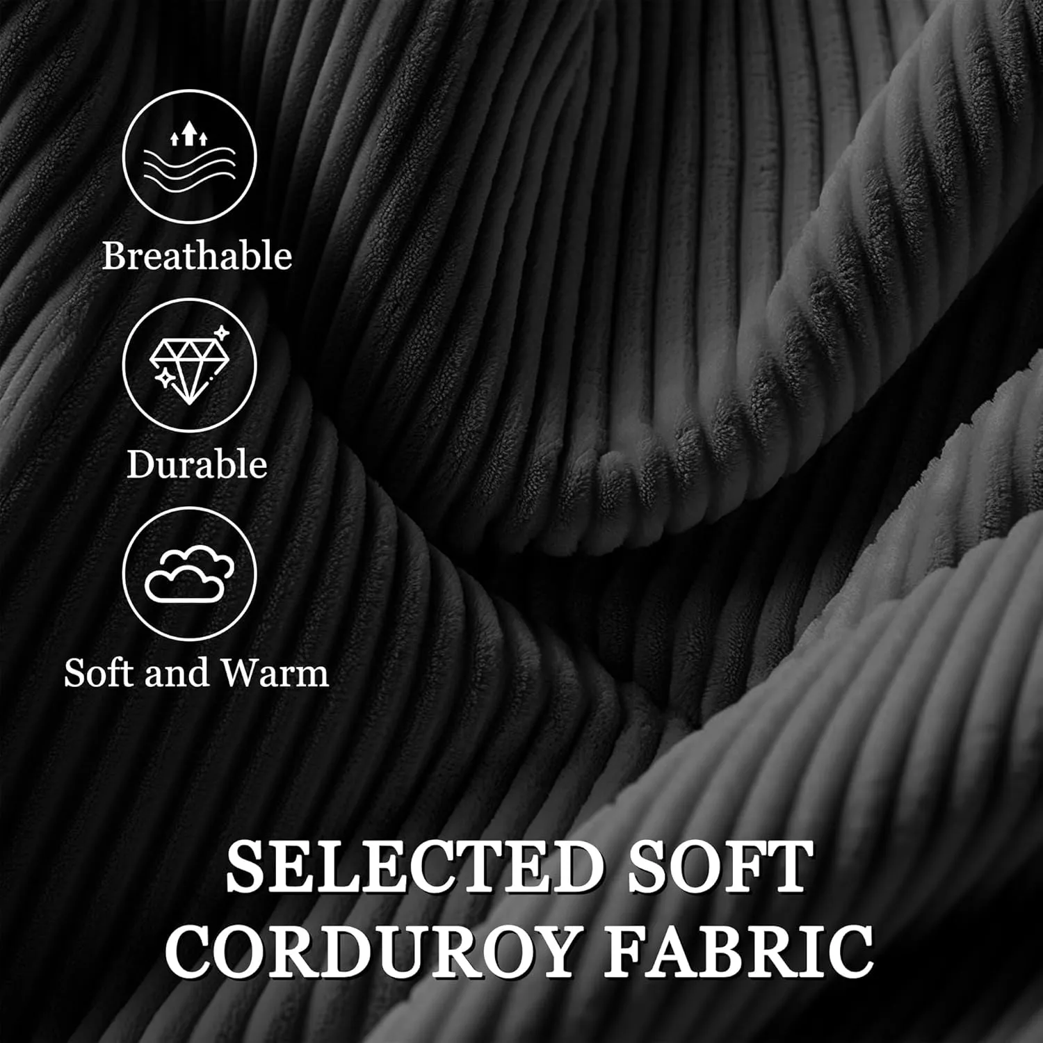 Recliner Chair for Adults, Small Recliner Chair for Small Spaces, Upholstered Corduroy Manual Recliner with Side Pockets, Reclining Chair for Living Room, Nursery, Black