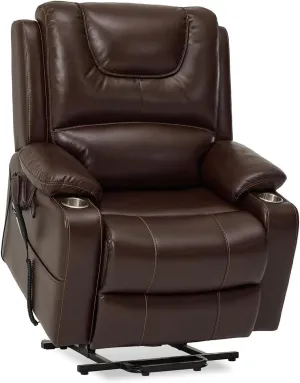 Recliner Chair Genuine Leather Adjustable Massage Power Lift Sofa for Elderly Living Room Home Theater Home Office High Back Recliner