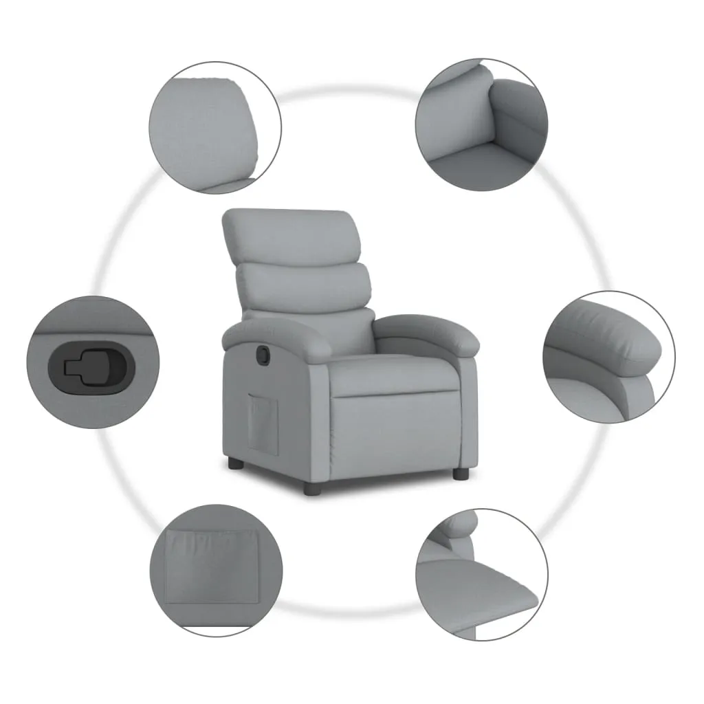 Recliner Chair Light Gray Fabric