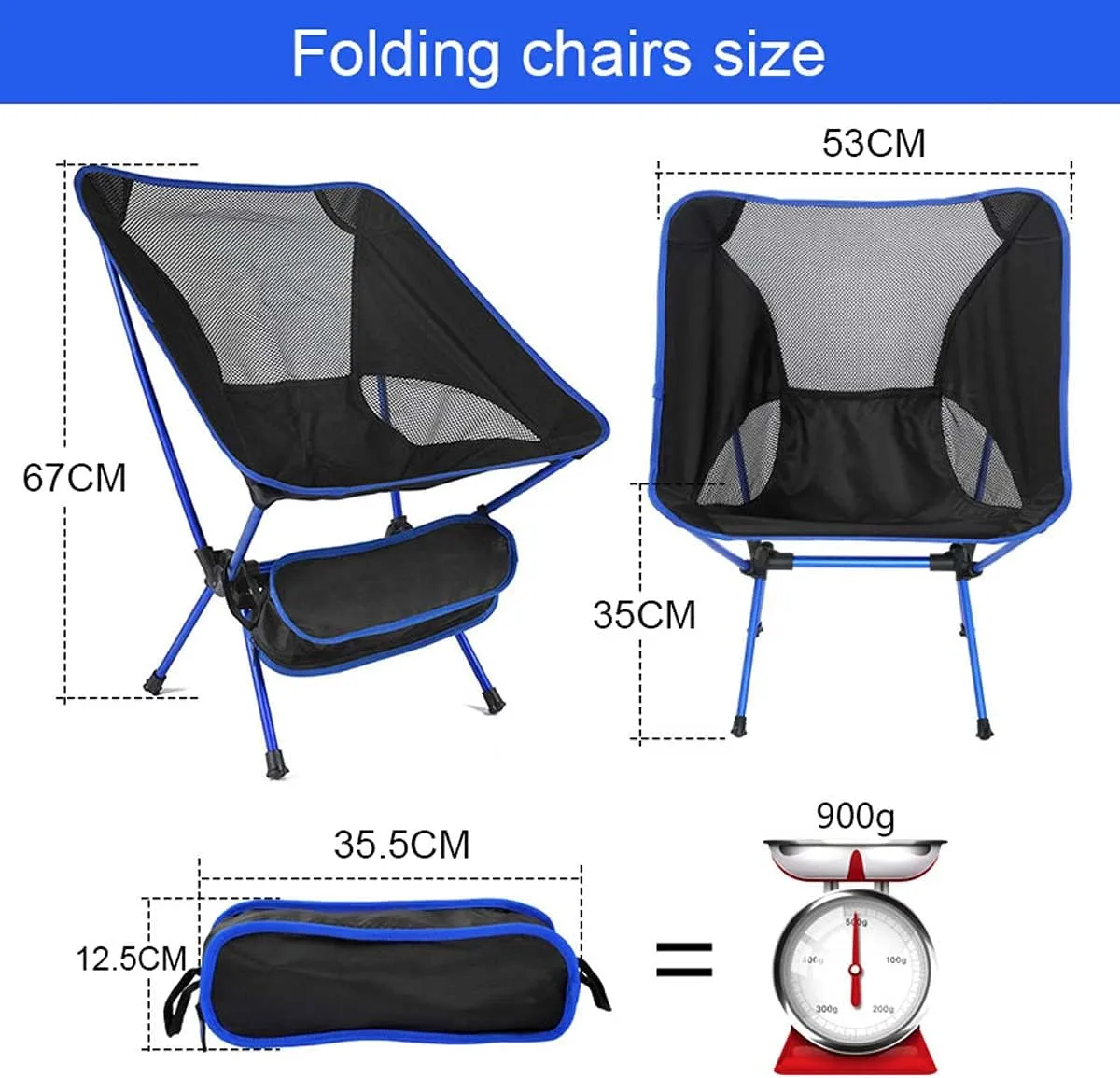 Recliner Chair,Compact Outdoor Chair, Outdoor Fishing Folding with 600D Oxford Fabric and 7075 Aluminum Alloy for Garden,Camping,Beach,Travelling, 2 Pcs,Navy Blue