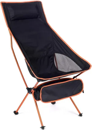 Recliner Chair,Compact Outdoor Chair, with Headrest Backpacking Chair Portable Compact Ultralight Outdoor Folding Beach Hiking Chair with Carry Bag for Outdoor Beach,Orange