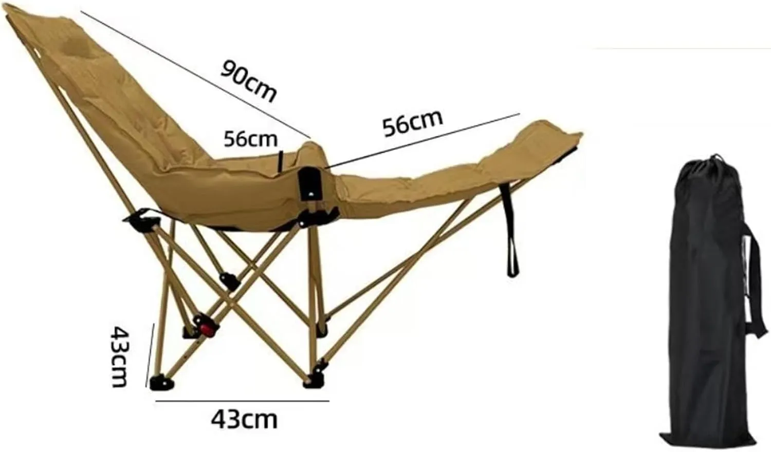 Reclining Camping Chair with Removable Foot Rest Folding Chair Comfortable Foldable for Outdoor Beach Concert Patio Outside, Khaki