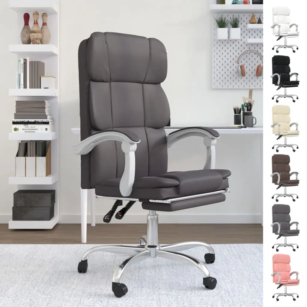 Reclining Office Chair Black Faux Leather