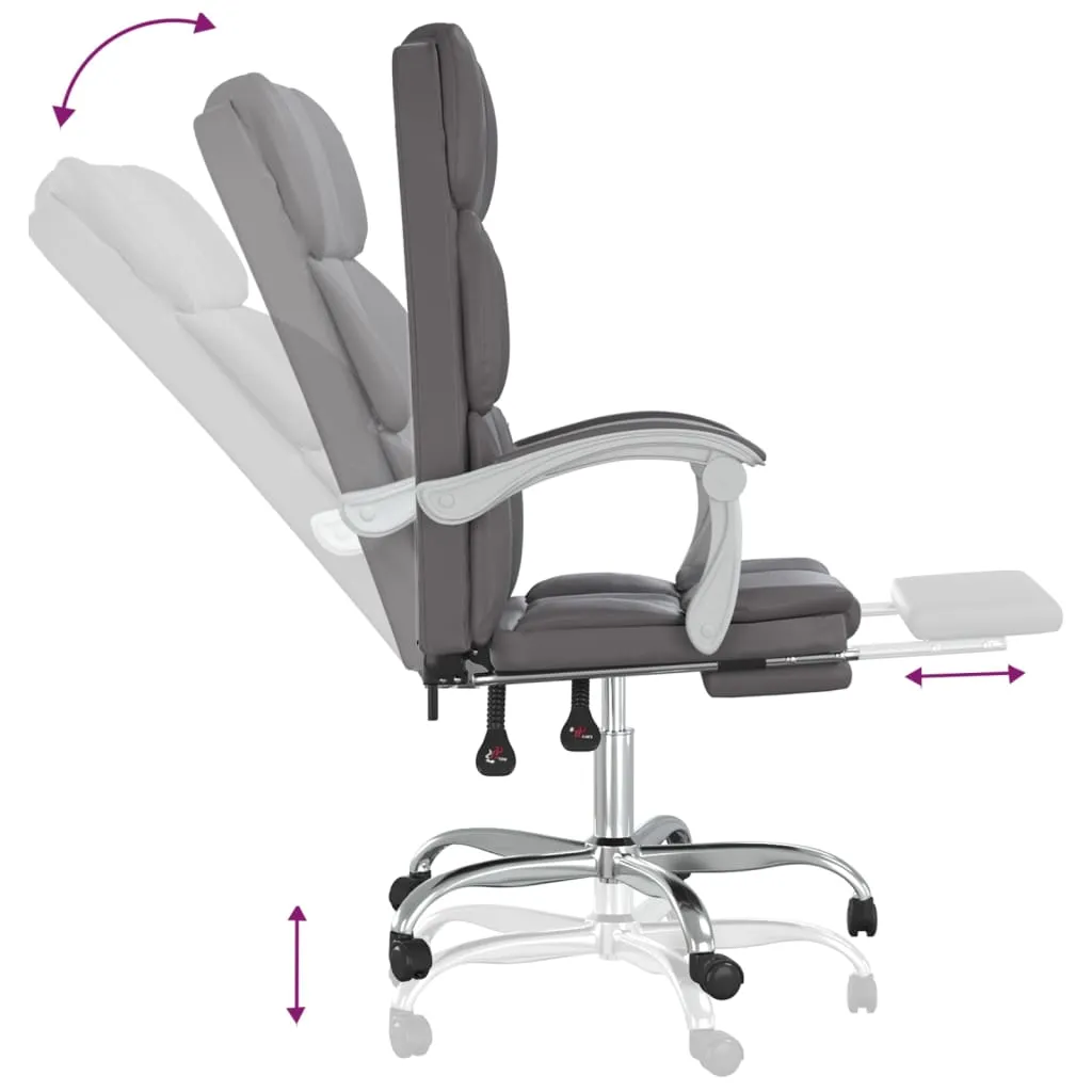 Reclining Office Chair Black Faux Leather