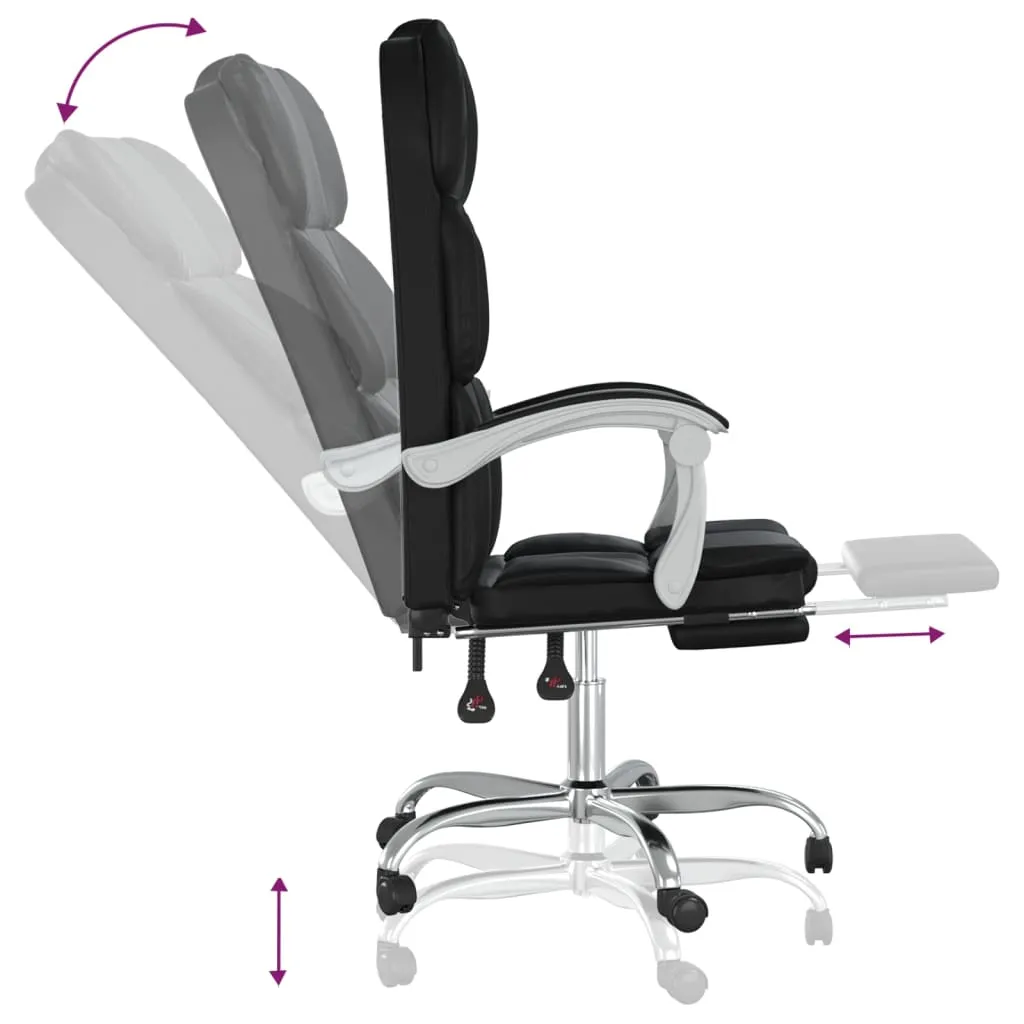 Reclining Office Chair Black Faux Leather
