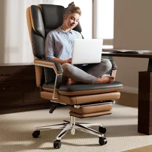 Reclining Office Chair with Footrest, Big and Tall Office Chair 500lbs with Wide Seat and Lumbar Support for Heavy People, High Back, PU Leather, Black