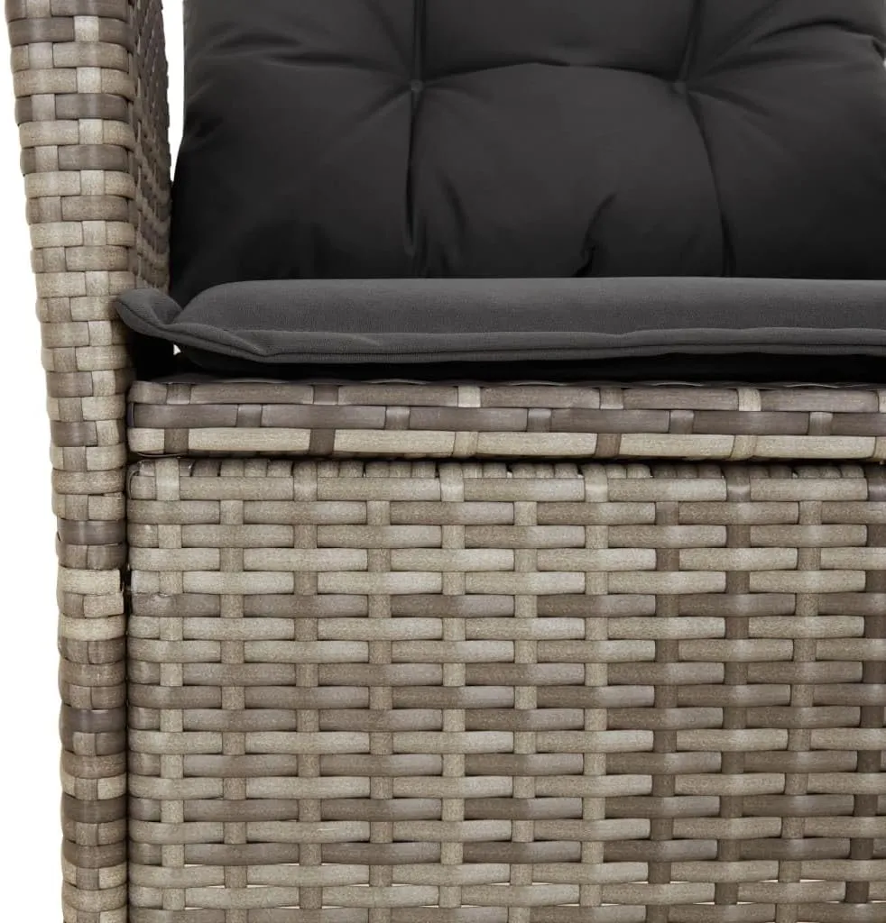 Reclining Patio Chair with Cushions Gray PE Rattan Outdoor Lounge Chair Adjustable Backrest Weather-Resistant Furniture for Poolside Backyard Sunroom