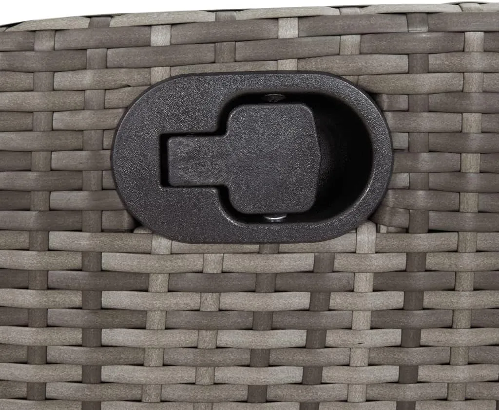Reclining Patio Chair with Cushions Gray Poly Rattan Outdoor Furniture Adjustable Backrest Weather-Resistant Steel Frame Lounge Chair for Poolside Backyard Deck