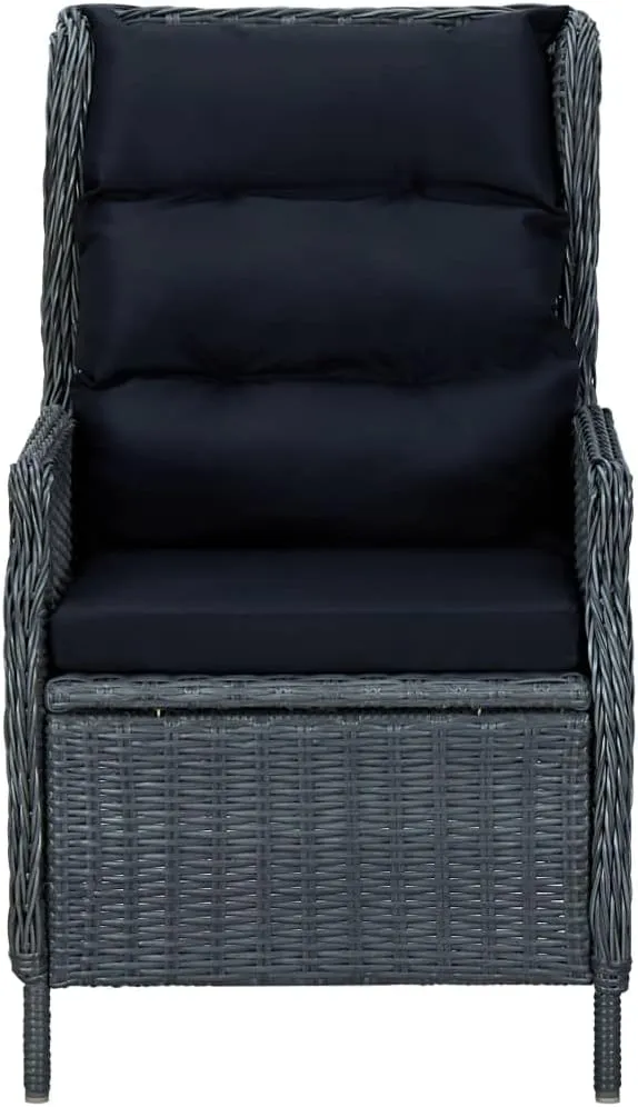Reclining Patio Chair with Cushions Poly Rattan Dark Gray Outdoor Recliner Chair for Patio, Garden, Balcony, Comfortable Lounge Chair with Adjustable Backrest and Cushions