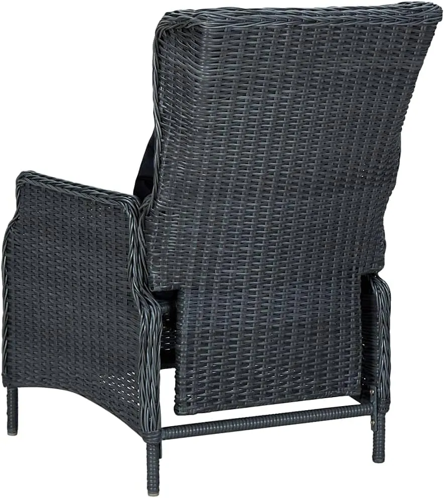 Reclining Patio Chair with Cushions Poly Rattan Dark Gray Outdoor Recliner Chair for Patio, Garden, Balcony, Comfortable Lounge Chair with Adjustable Backrest and Cushions