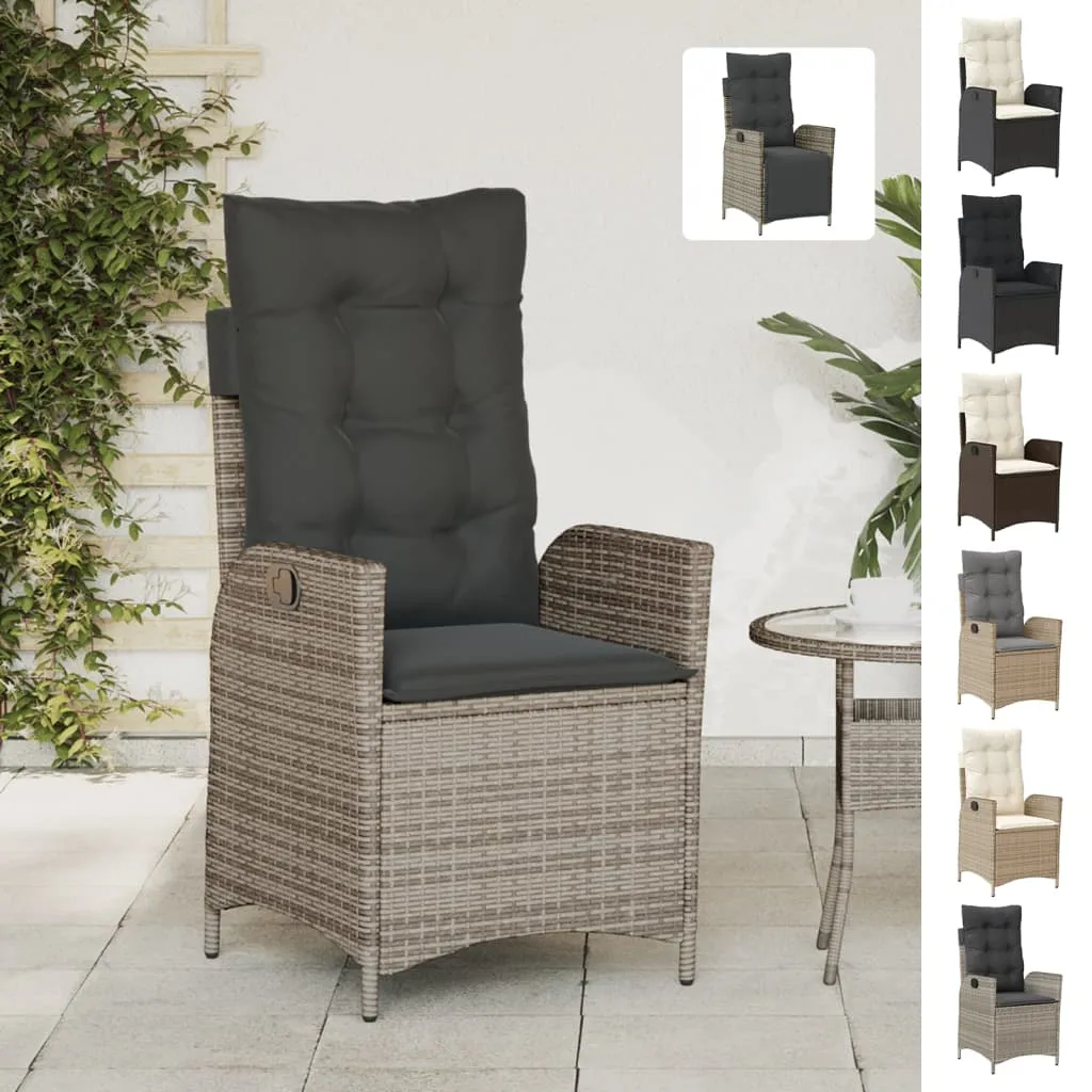 Reclining Patio Chair with Footrest Black Poly Rattan