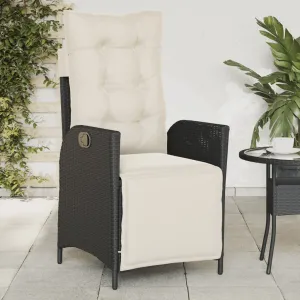 Reclining Patio Chair with Footrest Black Poly Rattan