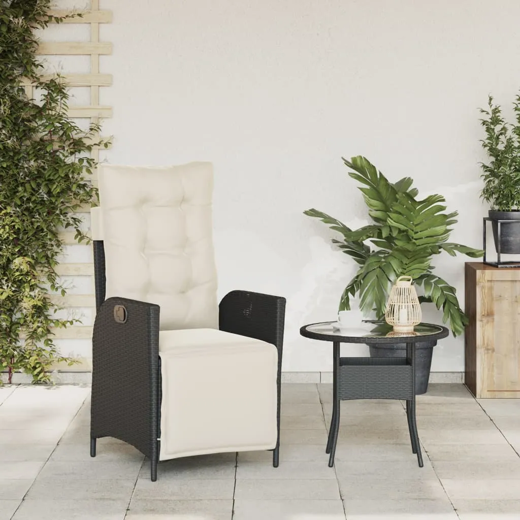 Reclining Patio Chair with Footrest Black Poly Rattan