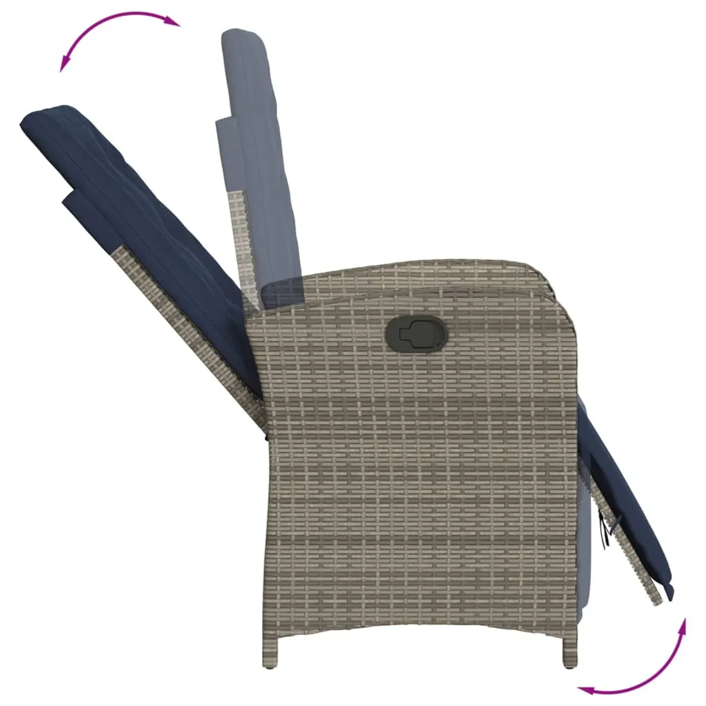 Reclining Patio Chair with Footrest Gray Poly Rattan