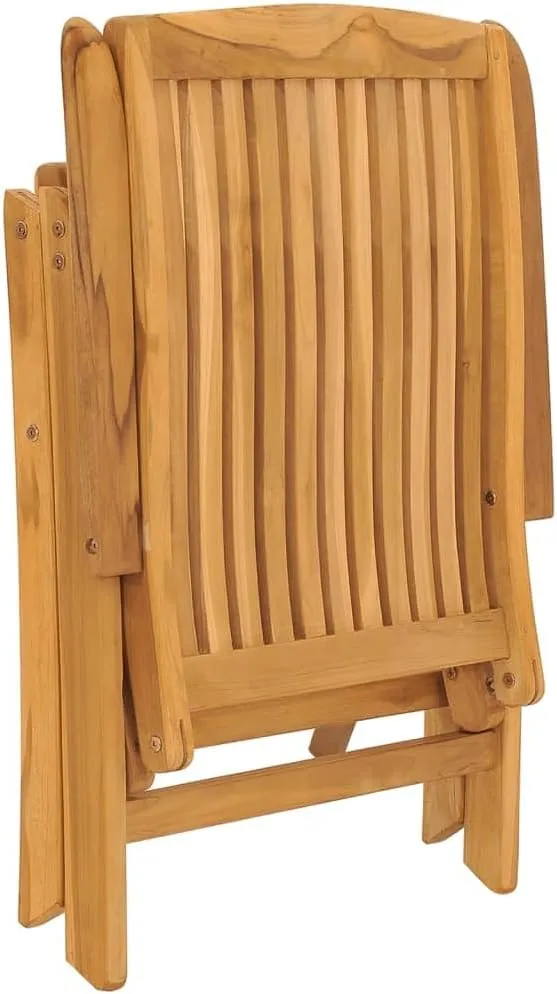 Reclining Patio Chairs 2 pcs Solid Teak Wood Adjustable Lounge Chair Folding Garden Chairs Outdoor Furniture for Patio, Deck, Beach, and Lawn
