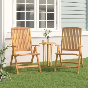 Reclining Patio Chairs 2 pcs Solid Teak Wood Adjustable Lounge Chair Folding Garden Chairs Outdoor Furniture for Patio, Deck, Beach, and Lawn