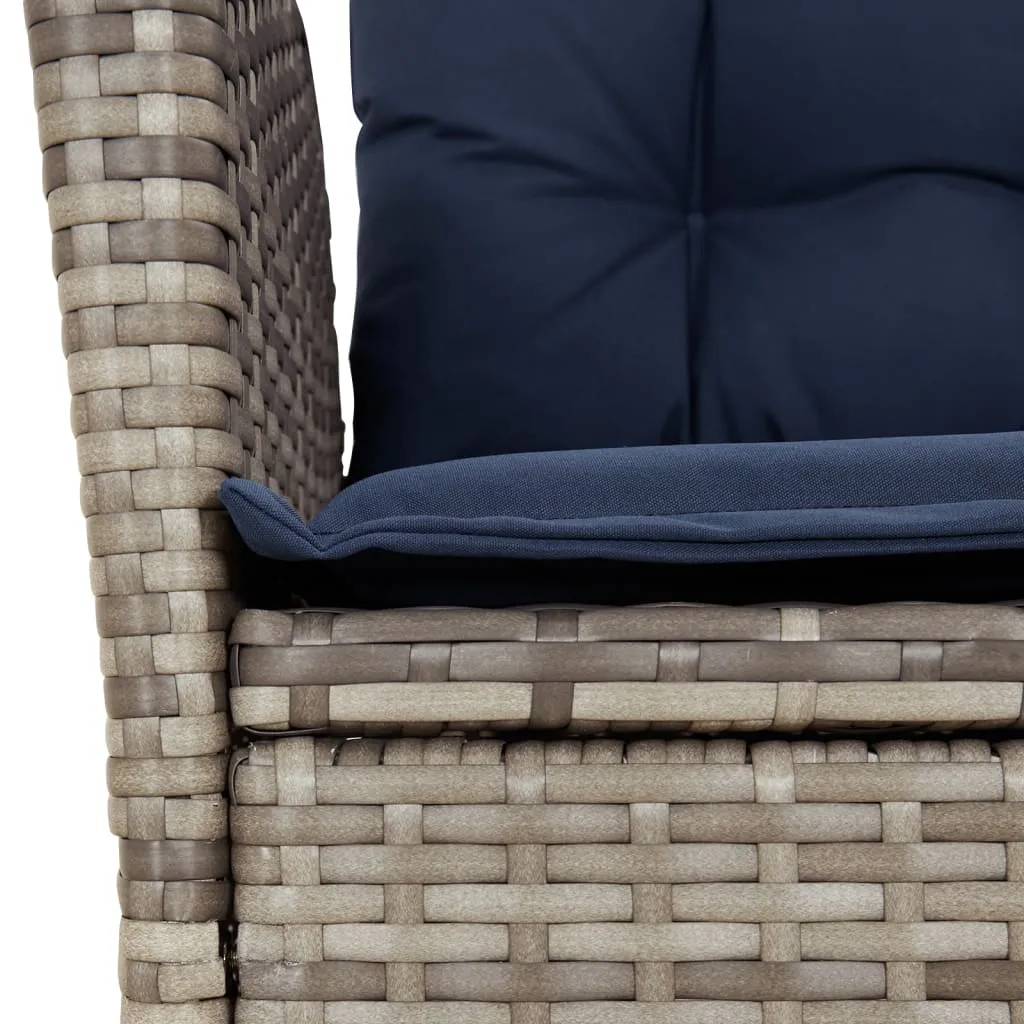 Reclining Patio Chairs 2 pcs with Cushions Gray Poly Rattan