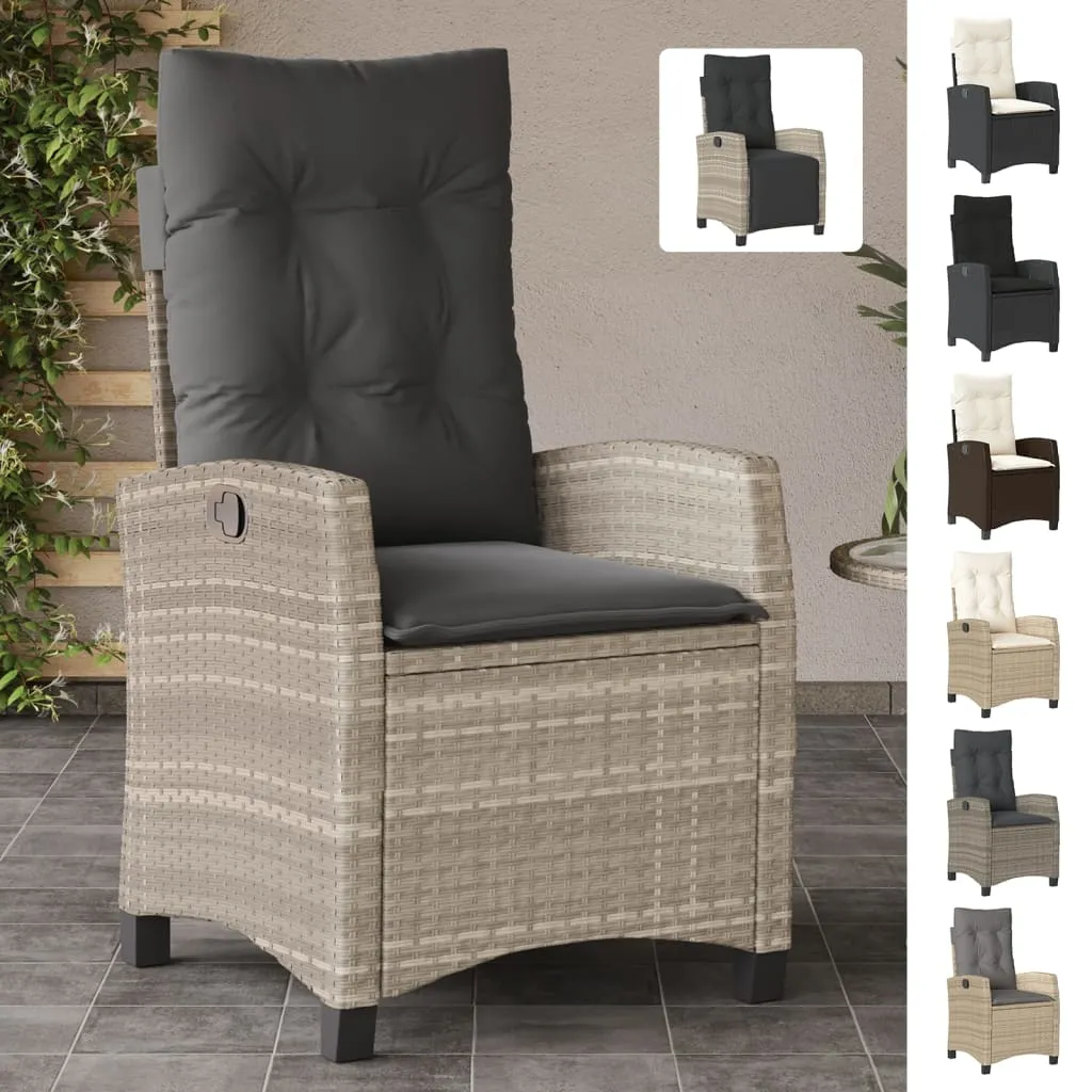 Reclining Patio Chairs 2 pcs with Footrest Beige Poly Rattan