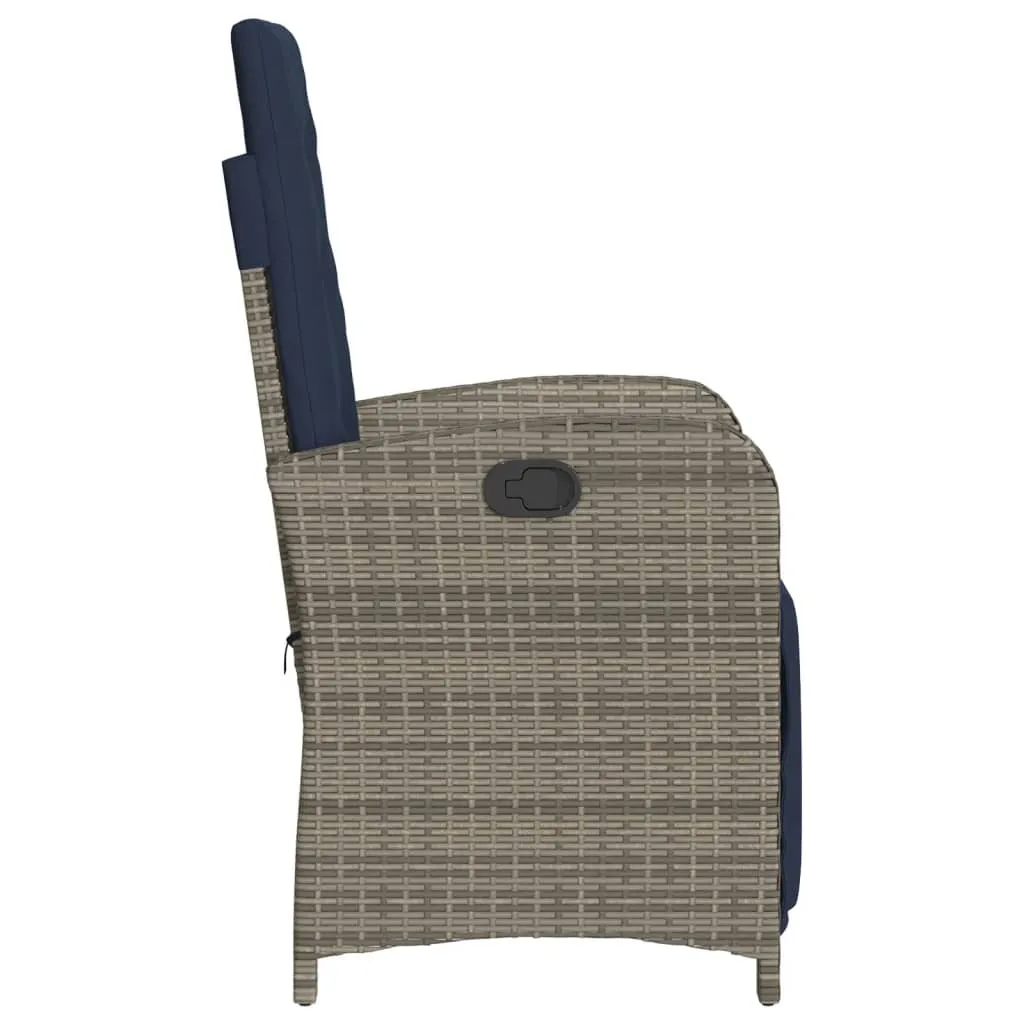 Reclining Patio Chairs 2 pcs with Footrest Gray Poly Rattan