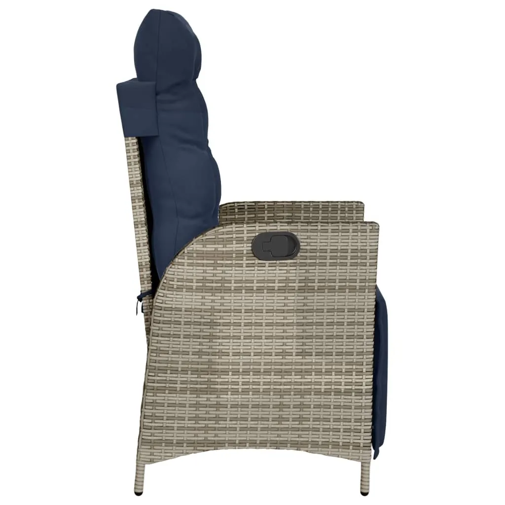 Reclining Patio Chairs 2 pcs with Footrest Gray Poly Rattan