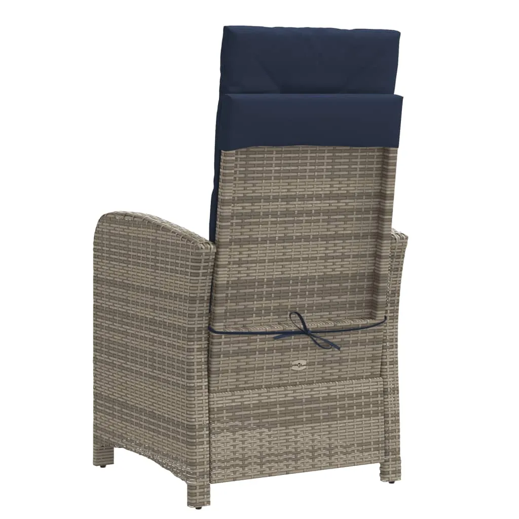 Reclining Patio Chairs 2 pcs with Footrest Gray Poly Rattan