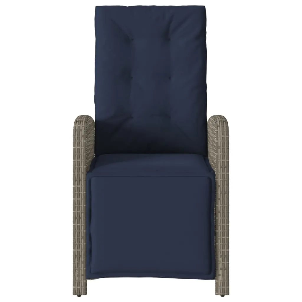 Reclining Patio Chairs 2 pcs with Footrest Gray Poly Rattan