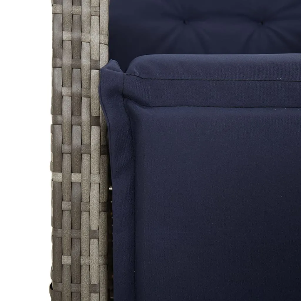 Reclining Patio Chairs 2 pcs with Footrest Gray Poly Rattan