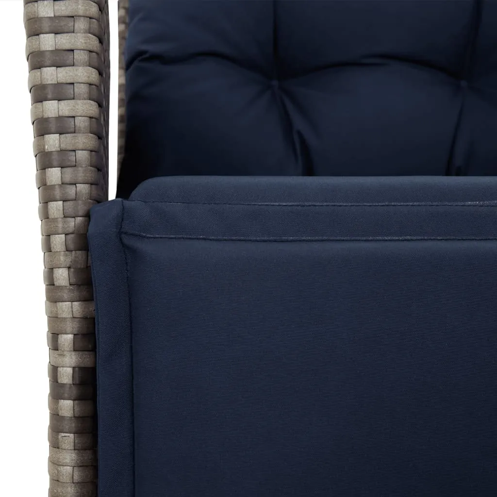 Reclining Patio Chairs 2 pcs with Footrest Gray Poly Rattan