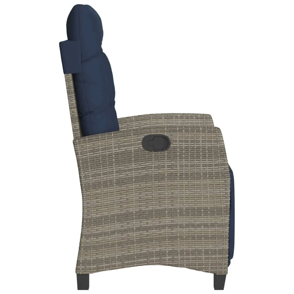 Reclining Patio Chairs 2 pcs with Footrest Gray Poly Rattan