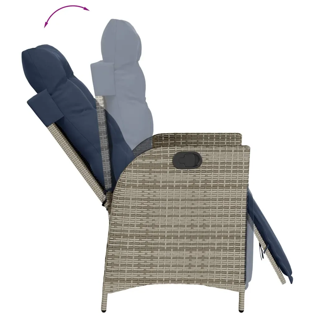 Reclining Patio Chairs 2 pcs with Footrest Gray Poly Rattan