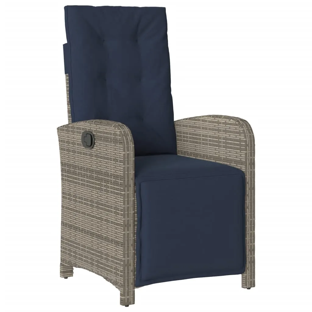 Reclining Patio Chairs 2 pcs with Footrest Gray Poly Rattan