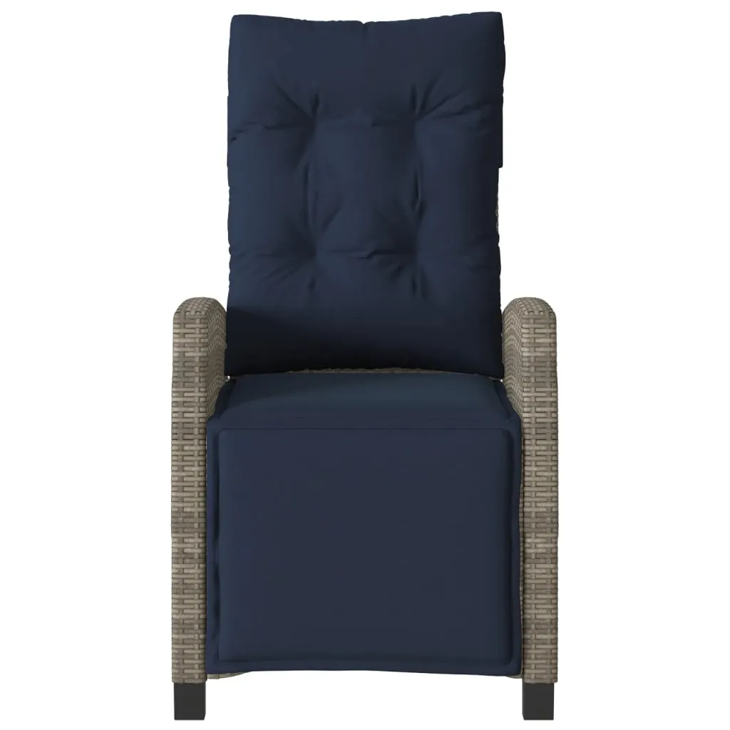 Reclining Patio Chairs 2 pcs with Footrest Gray Poly Rattan