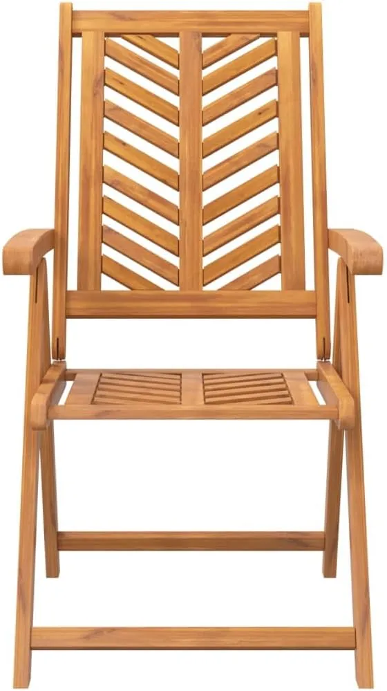 Reclining Patio Chairs 3 pcs Solid Acacia Wood Lounge Chairs Adjustable Backrest Comfortable Outdoor Furniture for Garden, Patio, and Lawn