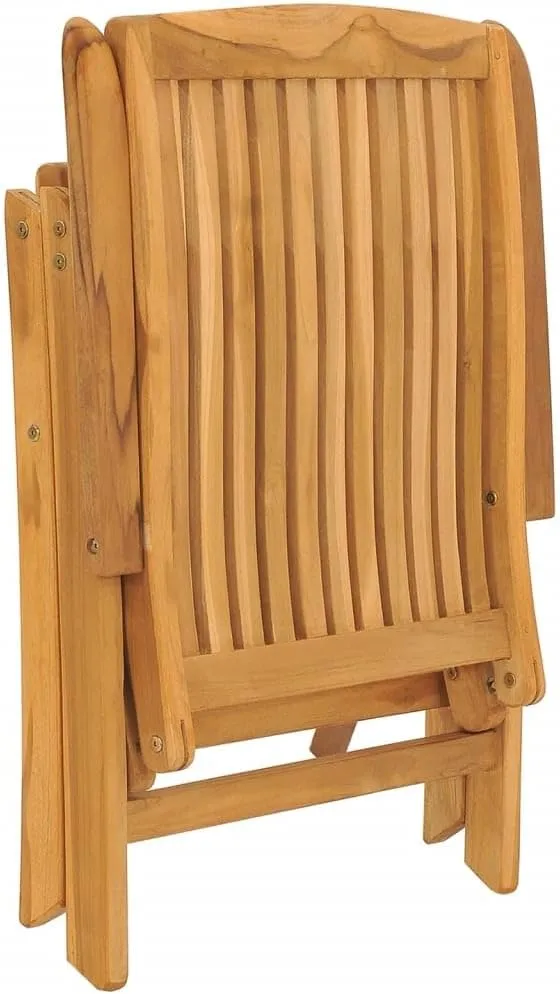 Reclining Patio Chairs Set of 4 Solid Teak Adjustable Lounge Chairs for Outdoor Garden, Patio, Beach, and Lawn Furniture, Foldable & Comfortable with 6 Reclining Positions