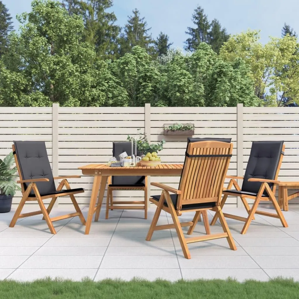 Reclining Patio Chairs with Cushions 4 pcs Solid Wood Teak Adjustable Backrest Foldable Garden Outdoor Chairs Lounge Chair for Patio Furniture