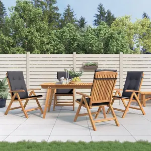 Reclining Patio Chairs with Cushions 4 pcs Solid Wood Teak Adjustable Backrest Foldable Garden Outdoor Chairs Lounge Chair for Patio Furniture