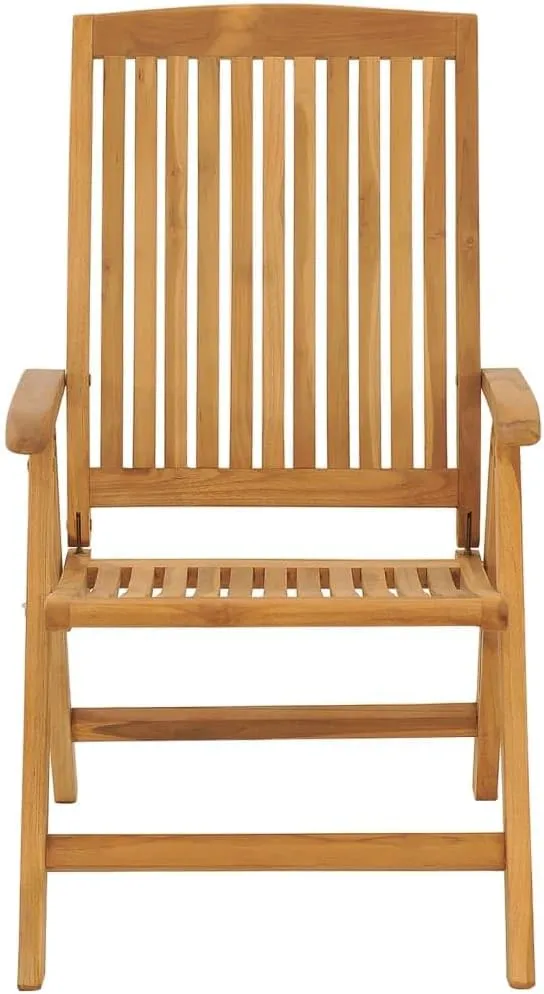 Reclining Patio Chairs with Cushions 4 pcs Solid Wood Teak Adjustable Backrest Foldable Garden Outdoor Chairs Lounge Chair for Patio Furniture