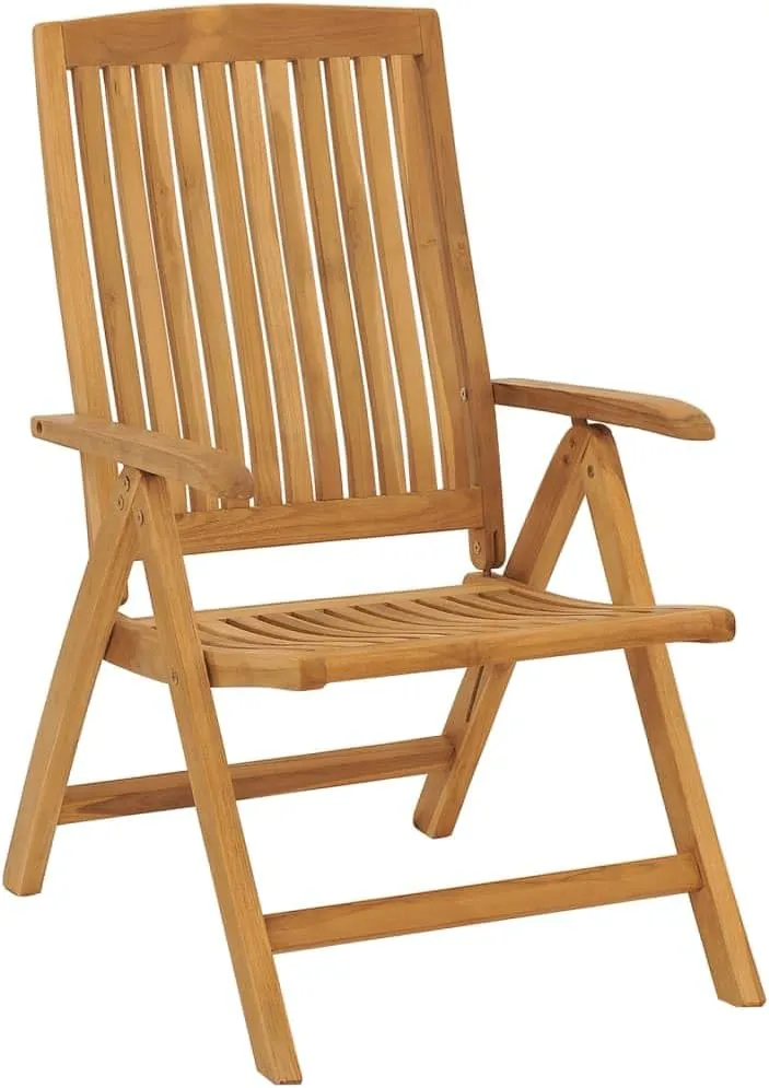Reclining Patio Chairs with Cushions 4 pcs Solid Wood Teak Adjustable Backrest Foldable Outdoor Lounge Chairs for Patio, Garden, and Poolside