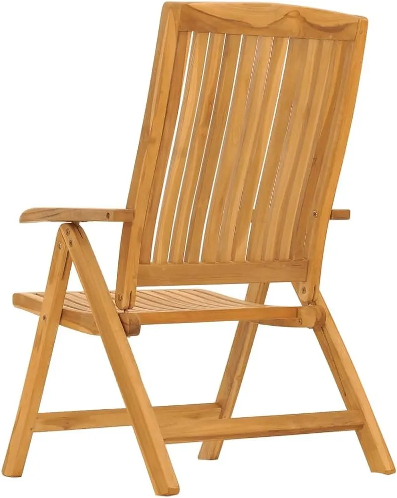 Reclining Patio Chairs with Cushions 4 pcs Solid Wood Teak Adjustable Backrest Foldable Outdoor Lounge Chairs for Patio, Garden, and Poolside