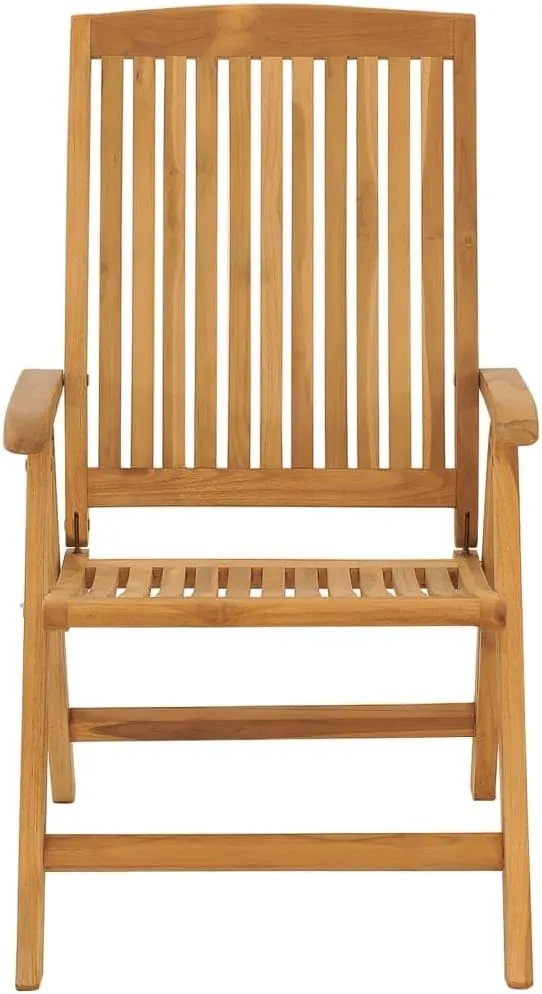 Reclining Patio Chairs with Cushions 4 pcs Solid Wood Teak Adjustable Backrest Foldable Outdoor Lounge Chairs for Patio, Garden, and Poolside